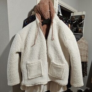 Love tree reversible sherpa hooded zip